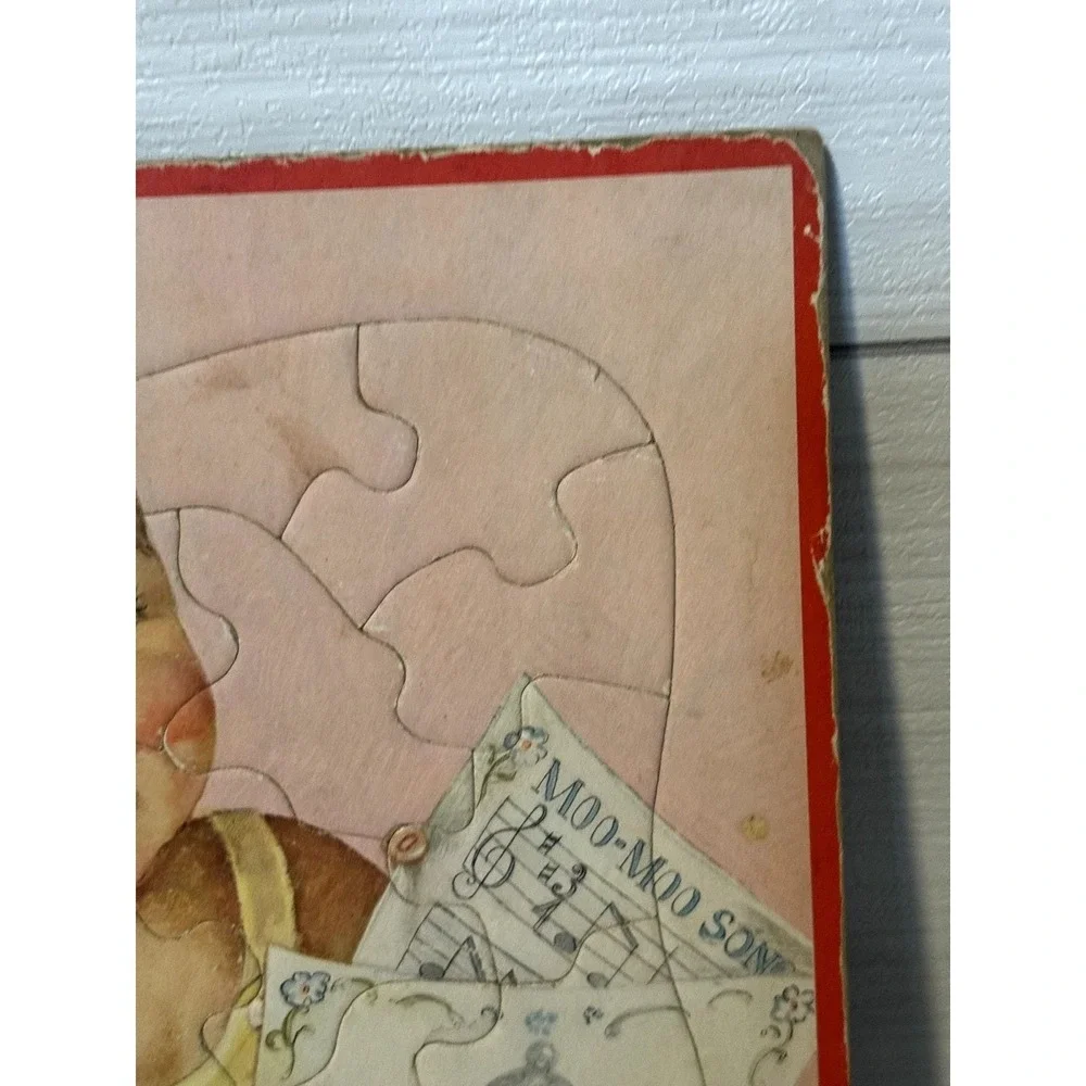 Vintage Bedtime Prayer & Charlotte Becker Baby Puppy Cardboard Tray Puzzles Set